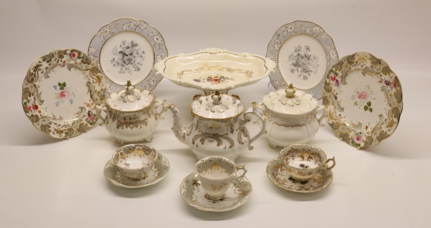 Collection of Rockingham c1831-42 and comparable tea ware, plates and ...