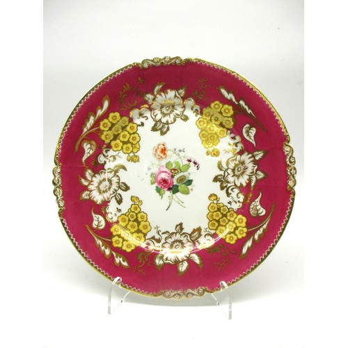 Selection of Rockingham Works decorative cabinet plates, c1826-42 mix ...