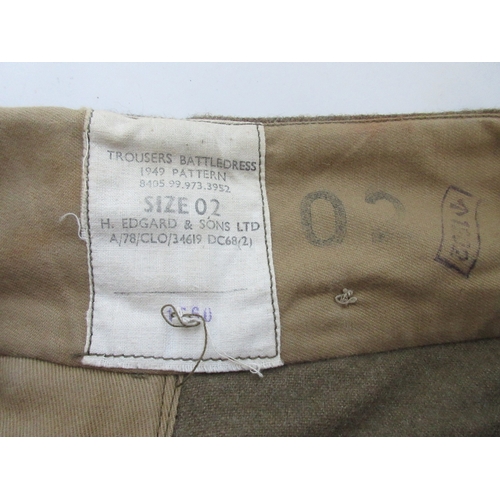 194 - British and Commonwealth Battledress Blouse 1940 pattern size 13 dated 1945. Pair of Battledress Tro... 