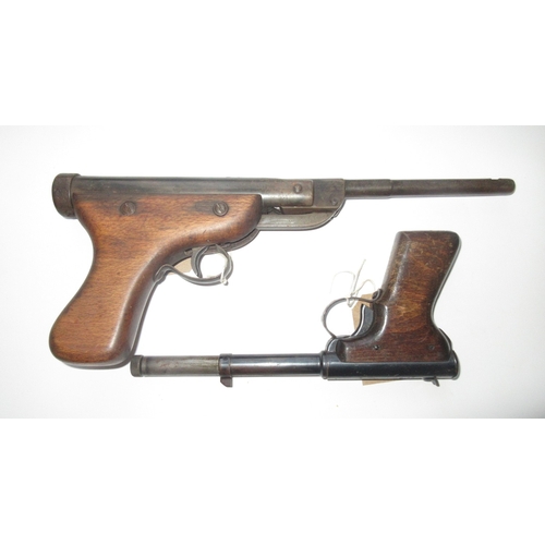 426 - Vintage Diana .177 break barrel air pistol, wooden handle and stock. Diana model 2 'Gat' .177 air pi... 