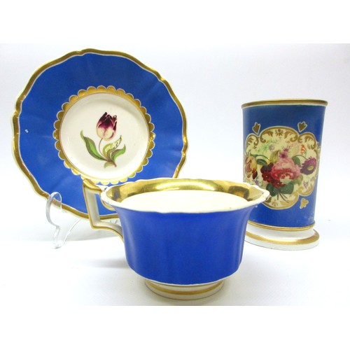 Selection of mazarine blue panelled Rockingham pottery items c1826-42 ...