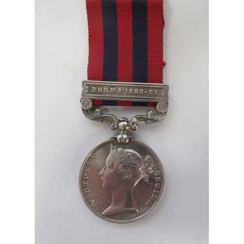 30 - India General Service Medal with Burma 1889-92 clasp and ribbon. To 159 Illegible name, rank and Reg... 