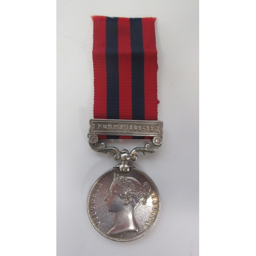 30 - India General Service Medal with Burma 1889-92 clasp and ribbon. To 159 Illegible name, rank and Reg... 
