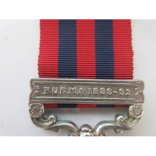 30 - India General Service Medal with Burma 1889-92 clasp and ribbon. To 159 Illegible name, rank and Reg... 