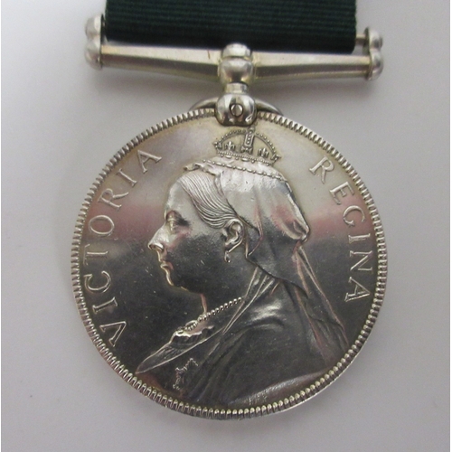 36 - Victorian Volunteer Force Long Service Medal. To Pte J. Fisher 3rd VB (P.W.O.) West Yorkshire Regime... 