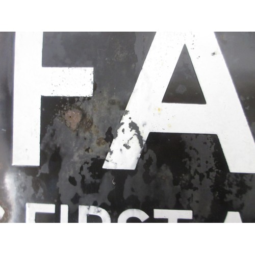 122 - First Aid Party Depot 'FAPD' 50 yards enamel sign L30.5 cm x W61cm

Bradleys shipping POA https://ww... 