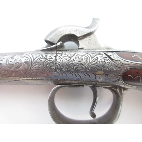 337 - Pair of 50 bore Queen Anne style percussion (converted from flintlock) pocket pistols, 2.5