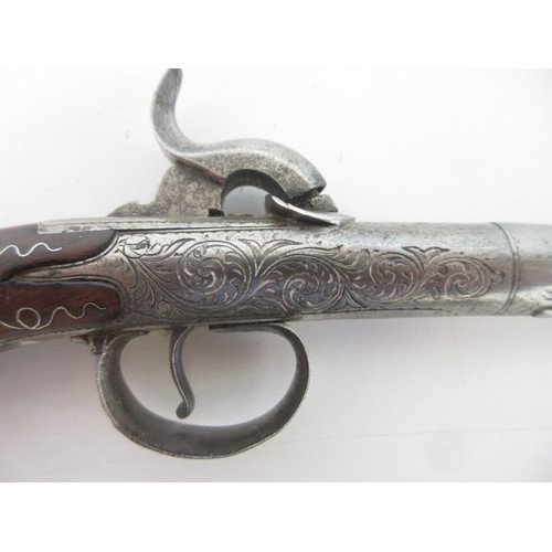 337 - Pair of 50 bore Queen Anne style percussion (converted from flintlock) pocket pistols, 2.5