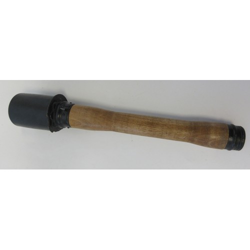157 - One inert British Mills hand grenade (no base plug present) and one inert German stick grenade (2)

... 