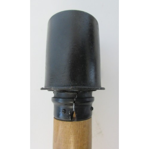 157 - One inert British Mills hand grenade (no base plug present) and one inert German stick grenade (2)

... 