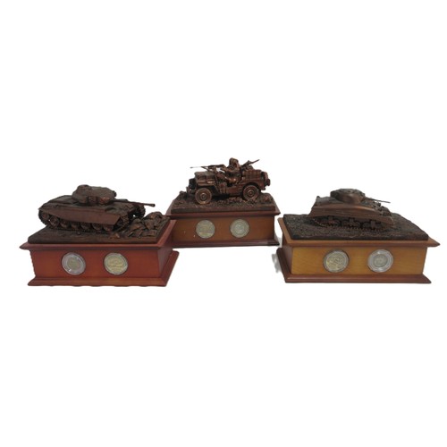 174 - Danbury Mint- Three Danbury Mint military Danbury Mint commemorative coin display figures to incl. '... 