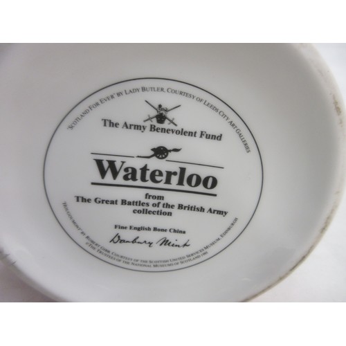 175 - Set of six Danbury Mint commemorative army tankards to incl. Waterloo, Quatre Bras, Balaclava (crack... 