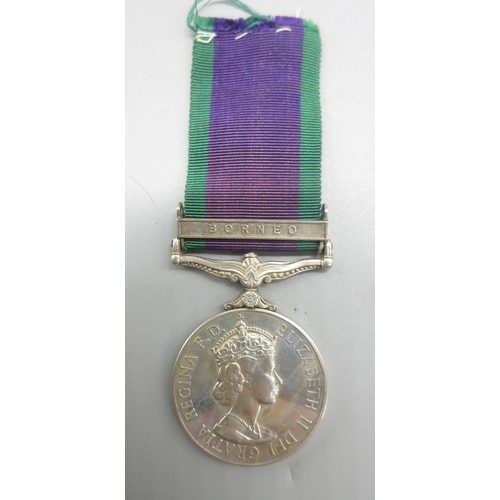 40 - General Service Medal 1962-2007 (Queen Elizabeth II) with Borneo clasp To. 079140 G. Dunlop. Ord. Se... 