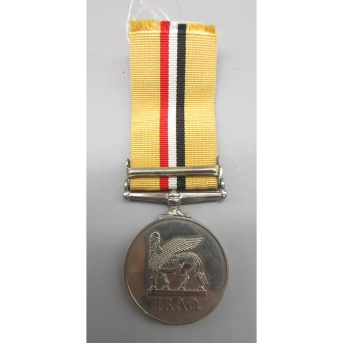 43 - Iraq Medal with clasp 19 March to 28th April 2003 To. 25140872 Gnr. P. A. James RA, with rosette, th... 