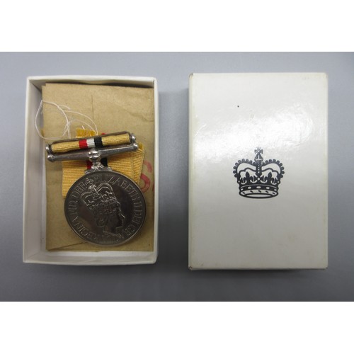 43 - Iraq Medal with clasp 19 March to 28th April 2003 To. 25140872 Gnr. P. A. James RA, with rosette, th... 