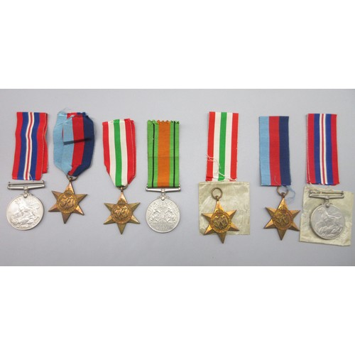 49 - Collection of WW2 medals incl. two 1939-45 stars, two Italy stars, two 1939-45 war medal and the Def... 
