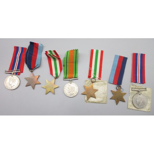 49 - Collection of WW2 medals incl. two 1939-45 stars, two Italy stars, two 1939-45 war medal and the Def... 