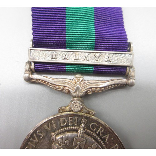 51 - General Service Medal 1918-62 (George VI) with Malaya clasp To. 22425076 Pte. B. J. Helliwell. Manch... 