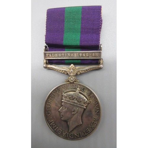 53 - General Service Medal 1918-62 (George VI) with Palestine 1945-48 clasp To. 1179 B. Const. J. R. Good... 