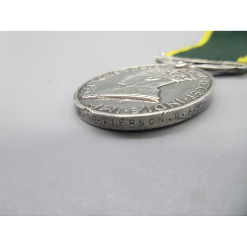 54 - Territorial Efficiency Medal (George VI) 'For Efficient Service' To. 773125 Gnr. G. Paterson. R.A.

... 