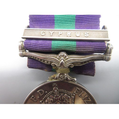 56 - General Service Medal 1918-62 (Elizabeth II) with Cyprus clasp To. 22556785 TPR. G.H Sylvester. R.H.... 