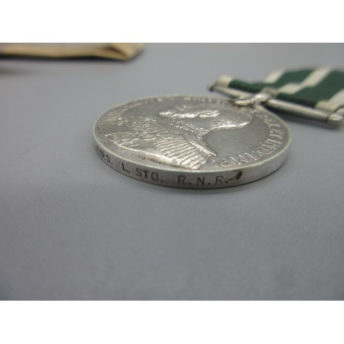 57 - Royal Naval Reserve Long Service and Good conduct medal (George V) with 2nd type ribbon and the mott... 