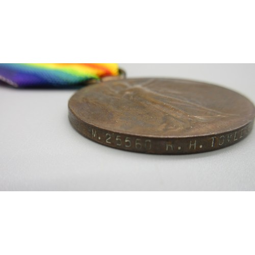 59 - RN Long Service and Good Conduct Medal (George V, 2nd type), 1914-1918 war medal, WW1 Victory all to... 