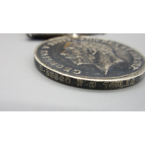 59 - RN Long Service and Good Conduct Medal (George V, 2nd type), 1914-1918 war medal, WW1 Victory all to... 