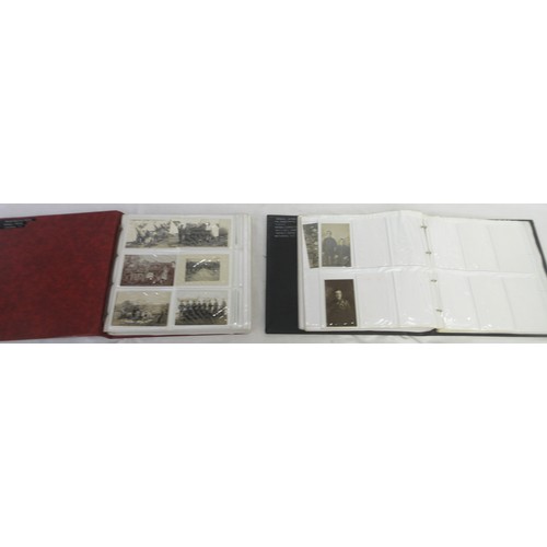 171 - Two WW1 postcard albums to incl. personal letters, POW cards/photos, parades/inspections, Daily Mail... 