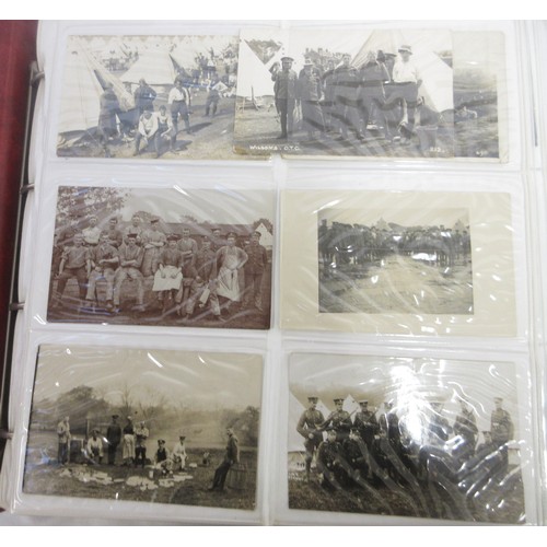 171 - Two WW1 postcard albums to incl. personal letters, POW cards/photos, parades/inspections, Daily Mail... 