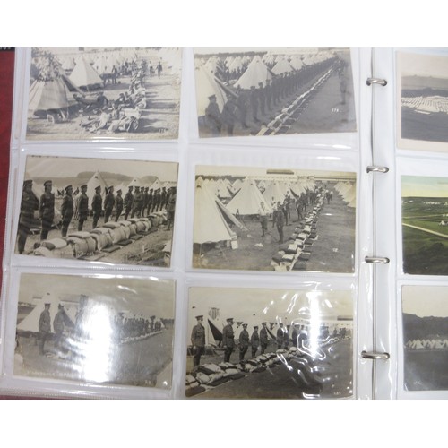171 - Two WW1 postcard albums to incl. personal letters, POW cards/photos, parades/inspections, Daily Mail... 