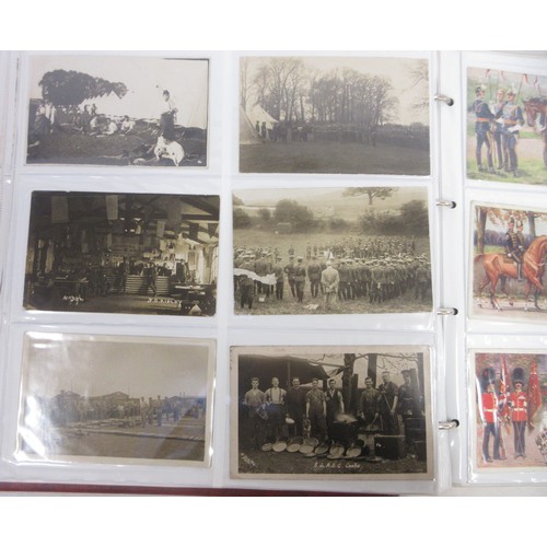 171 - Two WW1 postcard albums to incl. personal letters, POW cards/photos, parades/inspections, Daily Mail... 