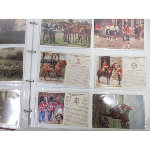 171 - Two WW1 postcard albums to incl. personal letters, POW cards/photos, parades/inspections, Daily Mail... 