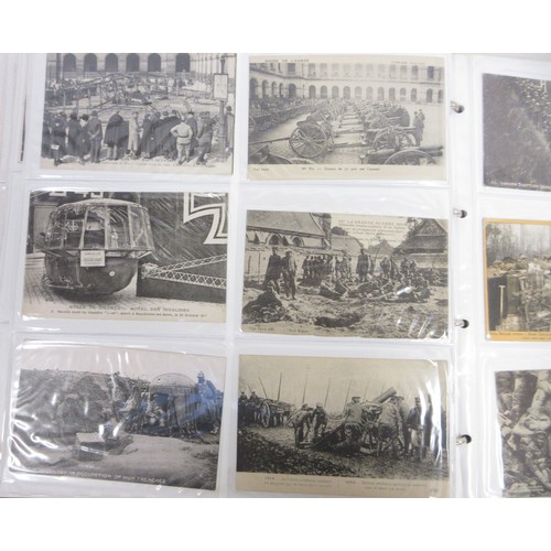 171 - Two WW1 postcard albums to incl. personal letters, POW cards/photos, parades/inspections, Daily Mail... 