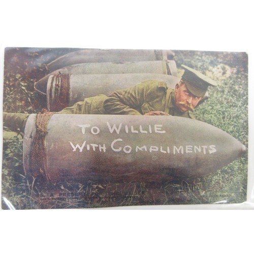 171 - Two WW1 postcard albums to incl. personal letters, POW cards/photos, parades/inspections, Daily Mail... 