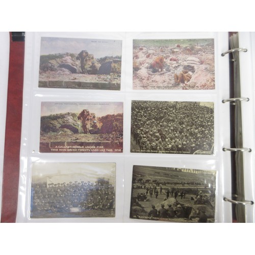 171 - Two WW1 postcard albums to incl. personal letters, POW cards/photos, parades/inspections, Daily Mail... 