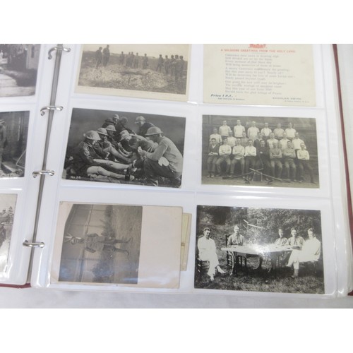 171 - Two WW1 postcard albums to incl. personal letters, POW cards/photos, parades/inspections, Daily Mail... 