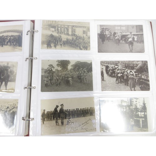 171 - Two WW1 postcard albums to incl. personal letters, POW cards/photos, parades/inspections, Daily Mail... 