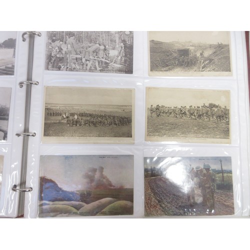 171 - Two WW1 postcard albums to incl. personal letters, POW cards/photos, parades/inspections, Daily Mail... 