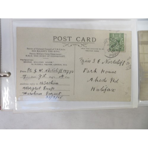 171 - Two WW1 postcard albums to incl. personal letters, POW cards/photos, parades/inspections, Daily Mail... 