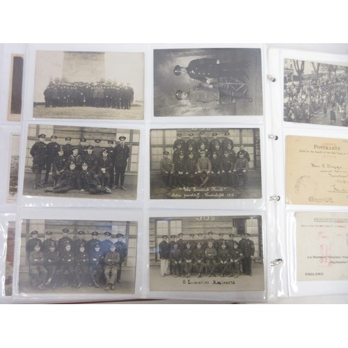 171 - Two WW1 postcard albums to incl. personal letters, POW cards/photos, parades/inspections, Daily Mail... 