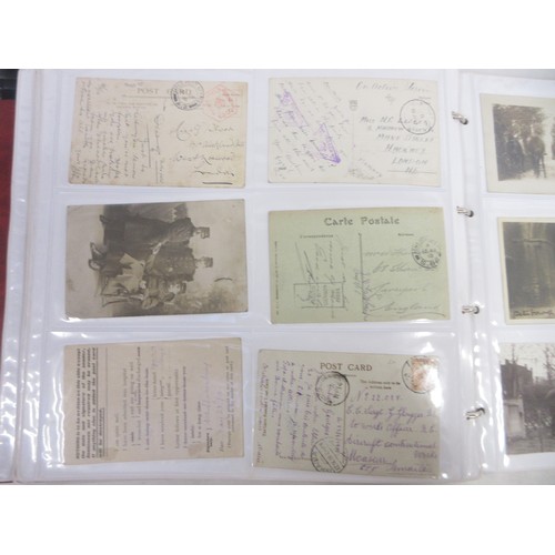 171 - Two WW1 postcard albums to incl. personal letters, POW cards/photos, parades/inspections, Daily Mail... 