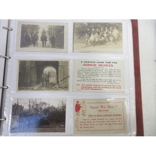 171 - Two WW1 postcard albums to incl. personal letters, POW cards/photos, parades/inspections, Daily Mail... 