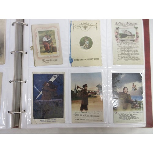 171 - Two WW1 postcard albums to incl. personal letters, POW cards/photos, parades/inspections, Daily Mail... 