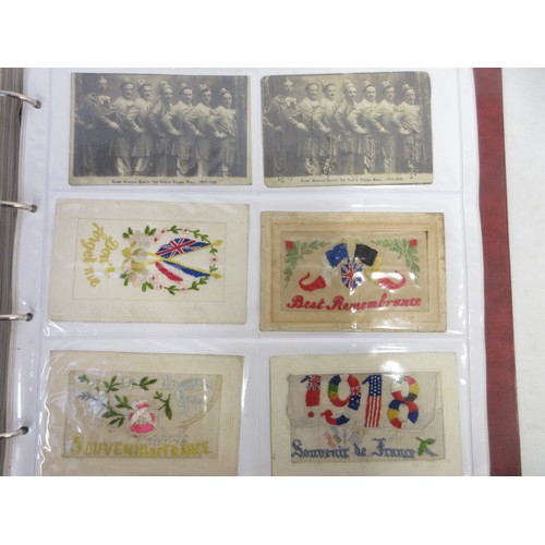 171 - Two WW1 postcard albums to incl. personal letters, POW cards/photos, parades/inspections, Daily Mail... 