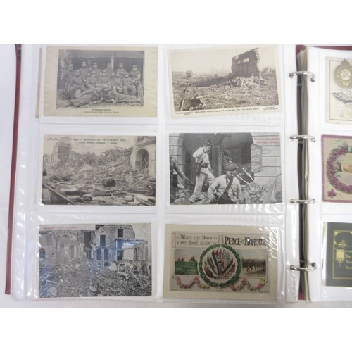 171 - Two WW1 postcard albums to incl. personal letters, POW cards/photos, parades/inspections, Daily Mail... 