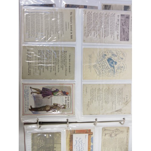 171 - Two WW1 postcard albums to incl. personal letters, POW cards/photos, parades/inspections, Daily Mail... 