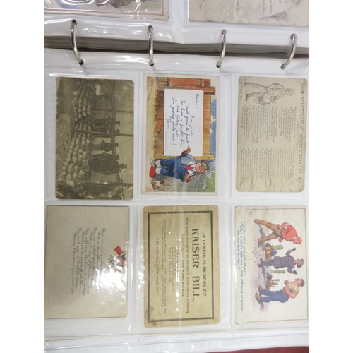171 - Two WW1 postcard albums to incl. personal letters, POW cards/photos, parades/inspections, Daily Mail... 