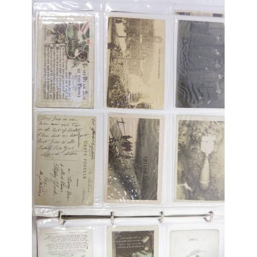 171 - Two WW1 postcard albums to incl. personal letters, POW cards/photos, parades/inspections, Daily Mail... 