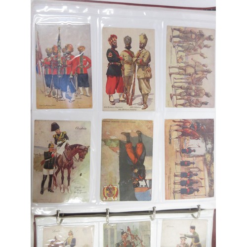 171 - Two WW1 postcard albums to incl. personal letters, POW cards/photos, parades/inspections, Daily Mail... 